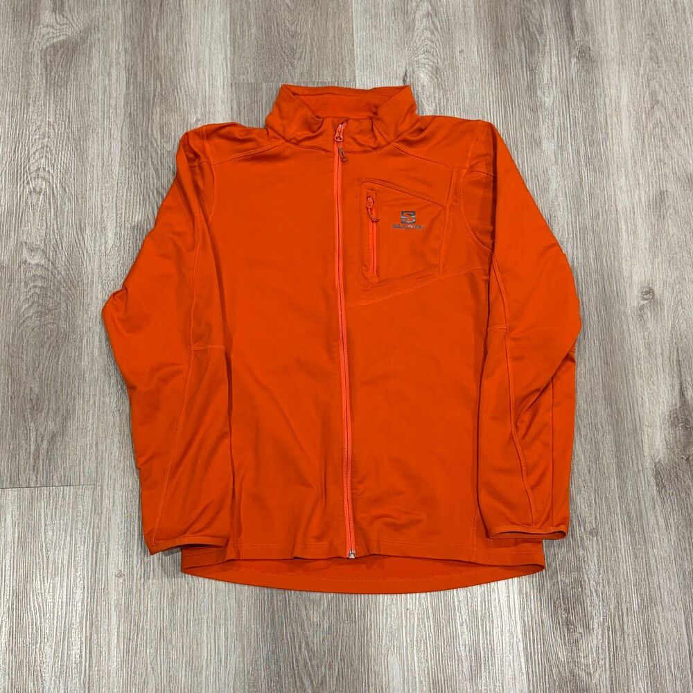 Salomon Discovery Full-Zip Mid Layer Jacket Men's Size Medium Orange